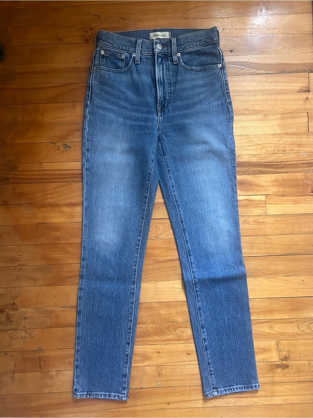 Madewell High-Rise Straight Leg Jeans in Blue Wash